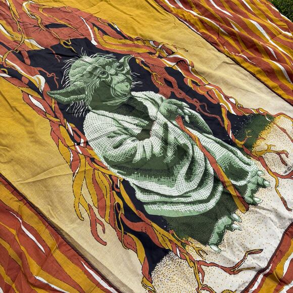 Star Wars Vintage 1980 Yoda Bedspread Coverlet - Sears Perma Prest Twin Blanket - Picture 4 of 11